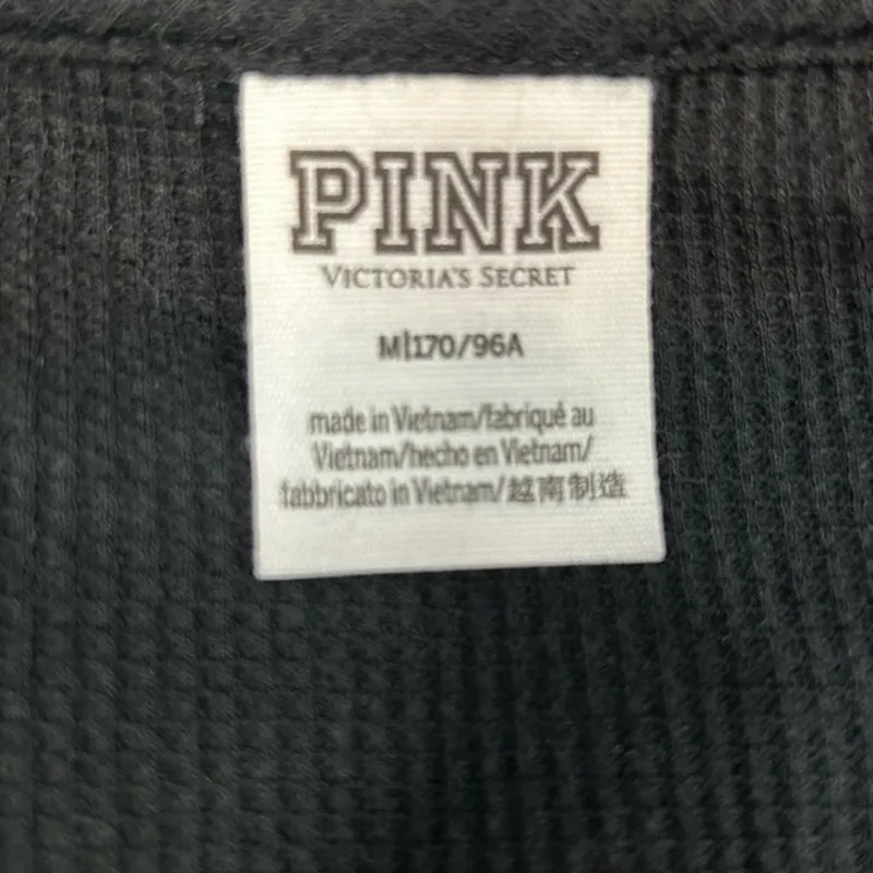 Victoria’s Secret PINK Black Waffle Knit Long Sleeve Top M Gold Glitter Size M - Image 10