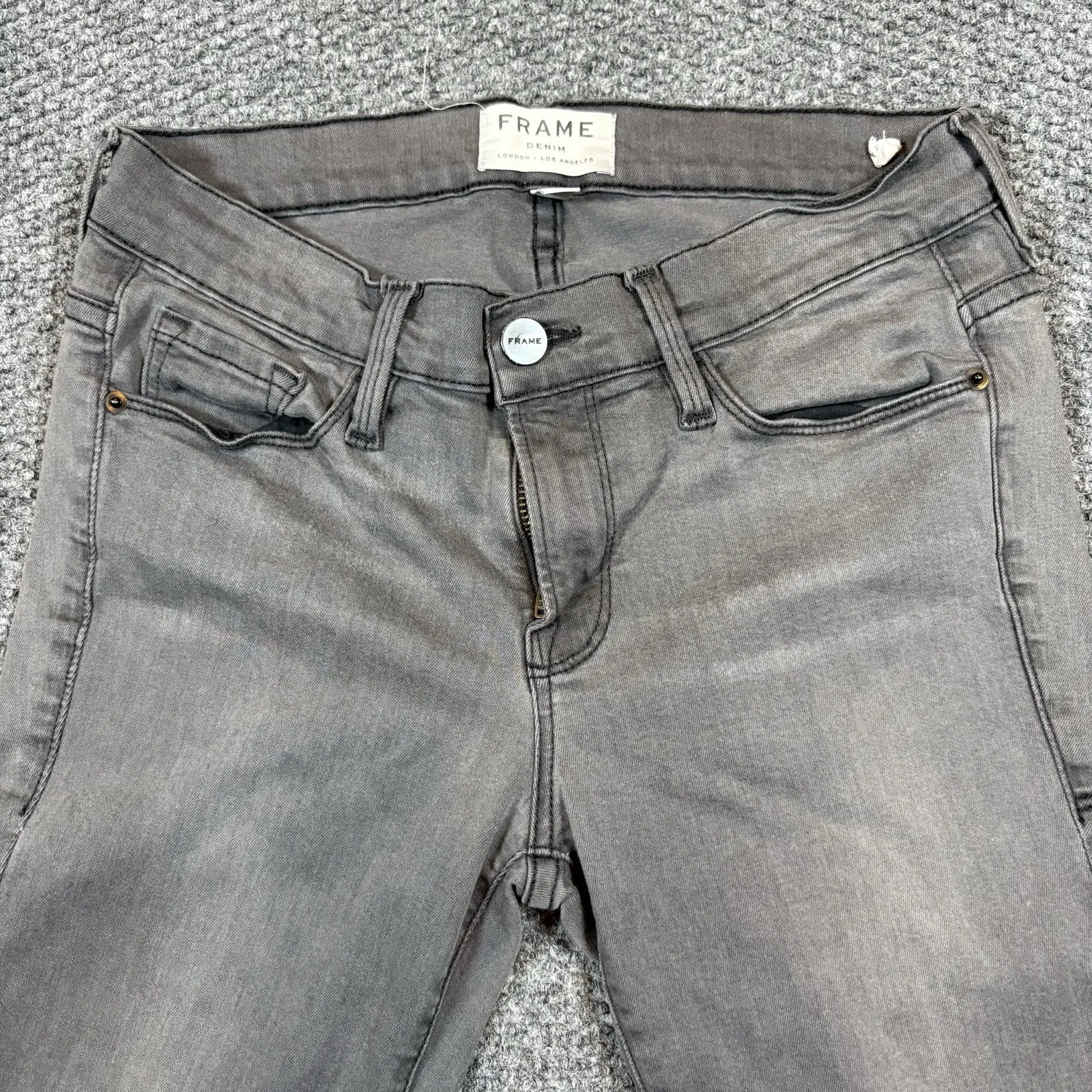 Frame Le High Rise Skinny Leg Denim Jeans Womens 27 Grey Simple Classic Gray - Image 2