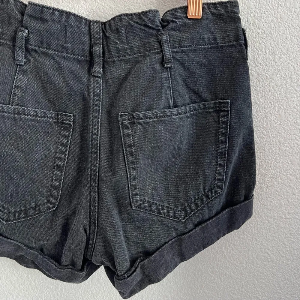 Hollister High Rise Mom Shorts Cuffed Hem Black Wash Fade 26 - Image 3