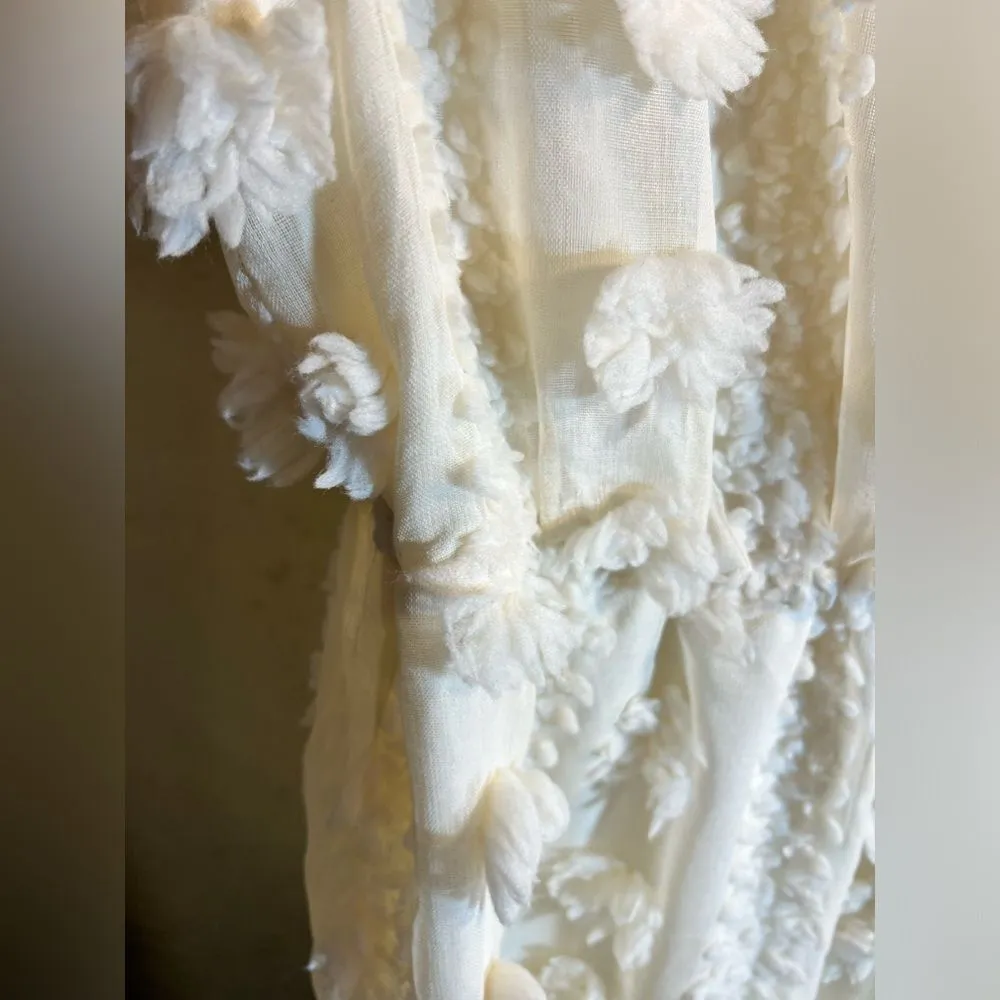 Dress by Vernacular, mini to knee, ivory cream with gorgeous floral poofs Medium - Image 5