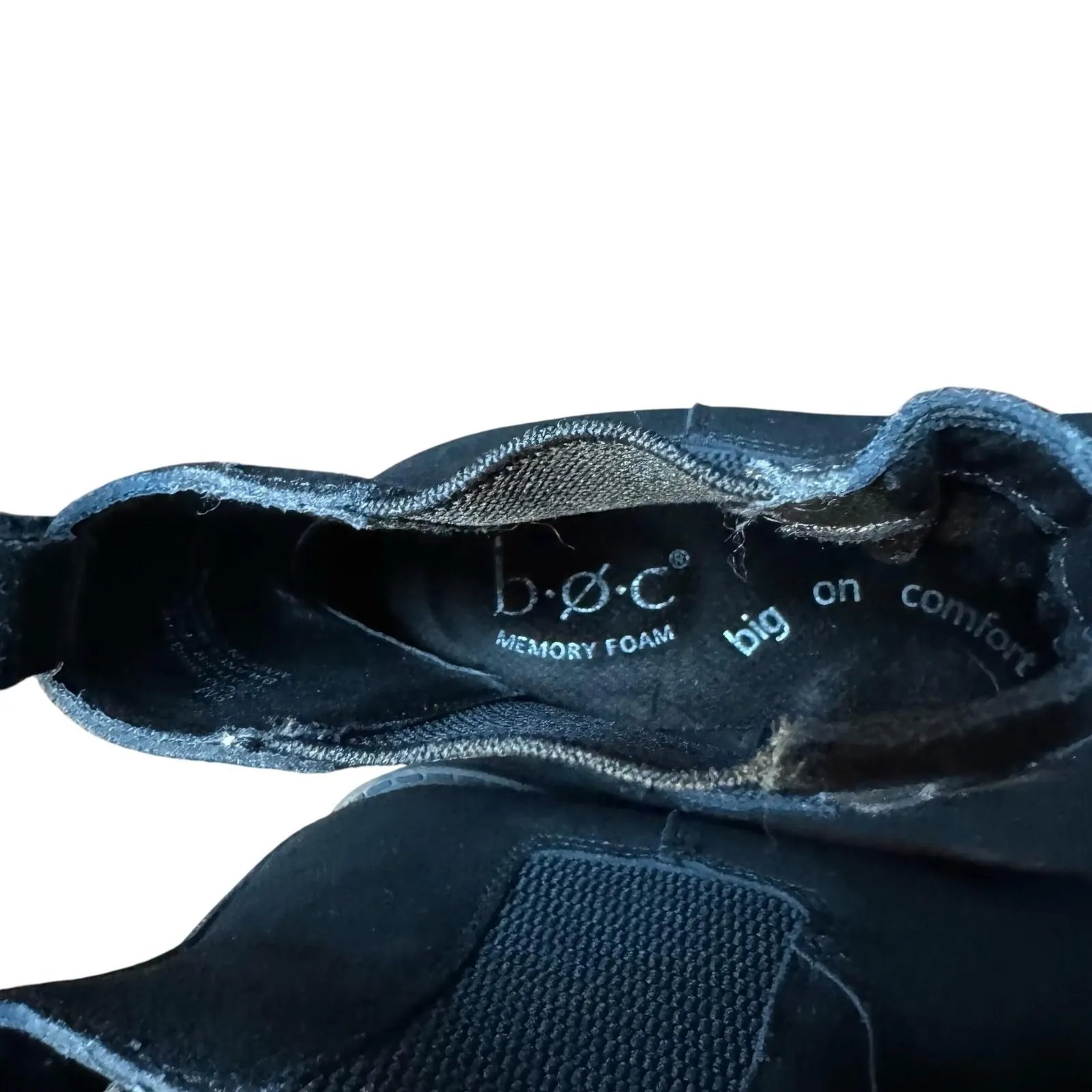 b.o.c‎ Chelsea Boots Womens Size 8 Black Leather Upper Memory Foam Ankle Pull On - Image 4