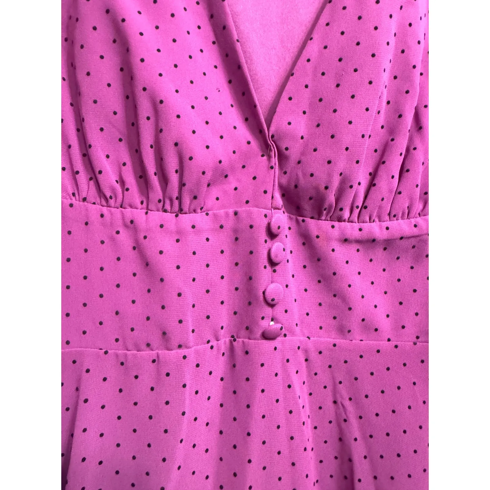 Nasty Gal Purple Polka Dot‎ Long Sleeve V Neck Button Up Mini Dress Size US 4 - Image 5