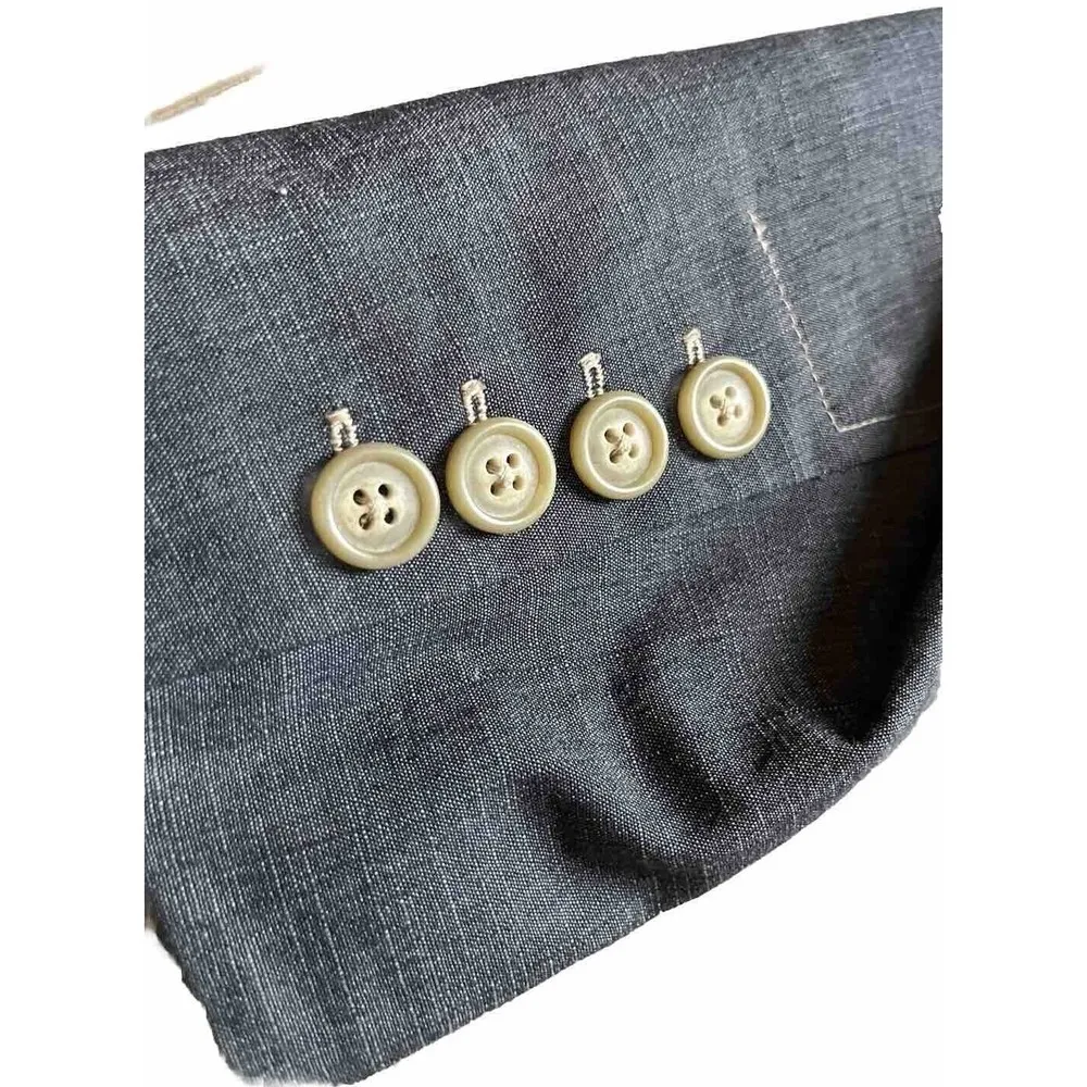 Rafaela Jean Denim Blazer Jacket Women's Size 6P with Shoulder Pads - Image 4