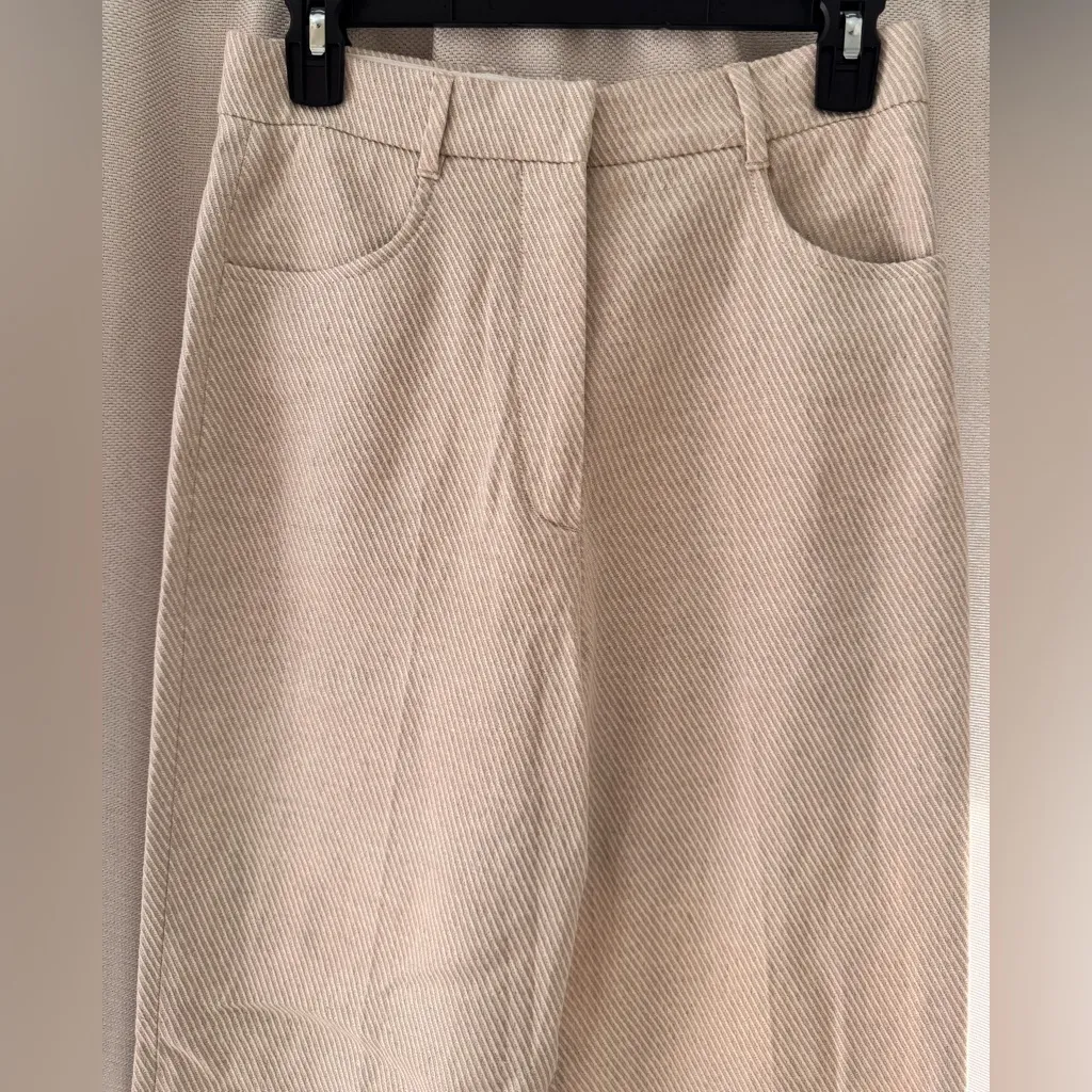 ZARA Beige Textured Wide Leg Pants Size Small NWT - Image 2