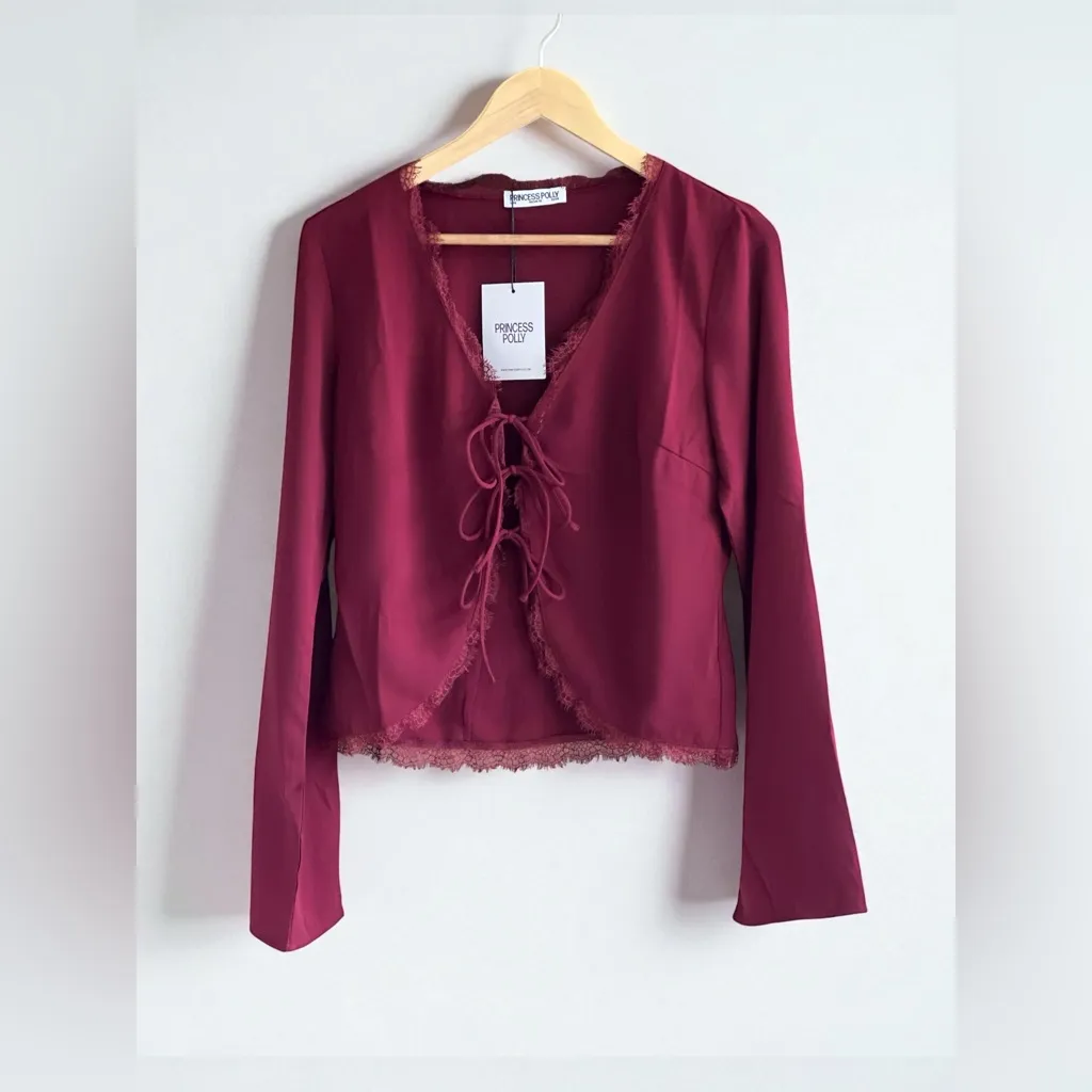 Princess Poly Hagner Long Sleeve Top Burgundy - Image 2