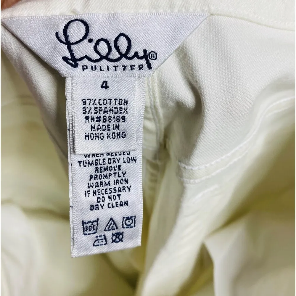 VTG Lilly Pulitzer Scallop Jungle Animals Hem White Blue Capri Denim Jeans Sz 4 - Image 3
