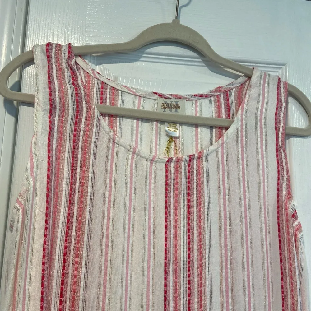 NWT Natural Impressions Size M Pink Metallic Sleeveless Slit Hem Midi Dress White Size M - Image 3