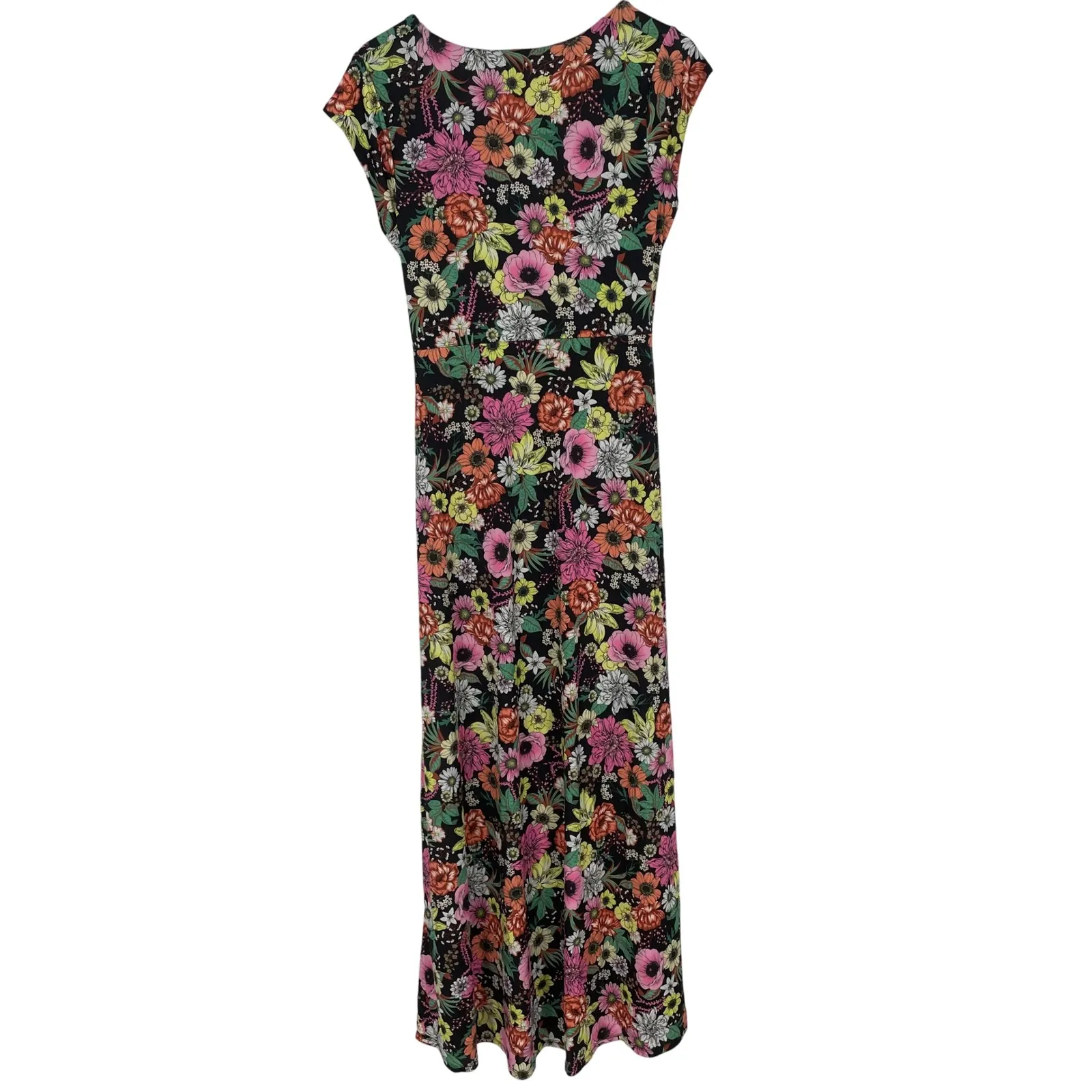 AFRM Floral Ruched Drawstring Maxi Dress Noir Garden L Black Size L - Image 6