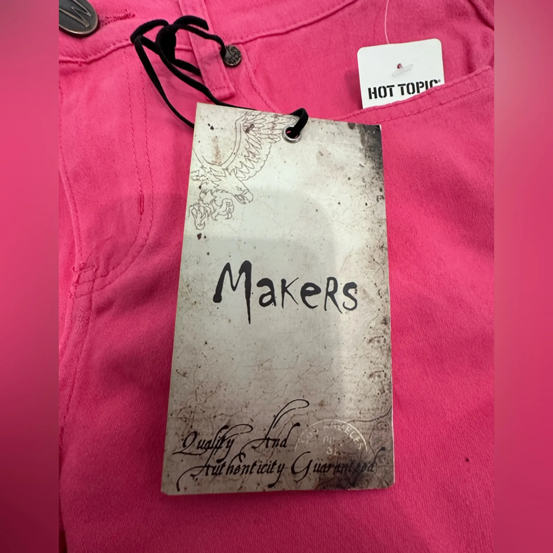Makers Hot Topic Hot Pink Skinny Jeans Y2K Deadstock Size 9 Juniors - Image 11