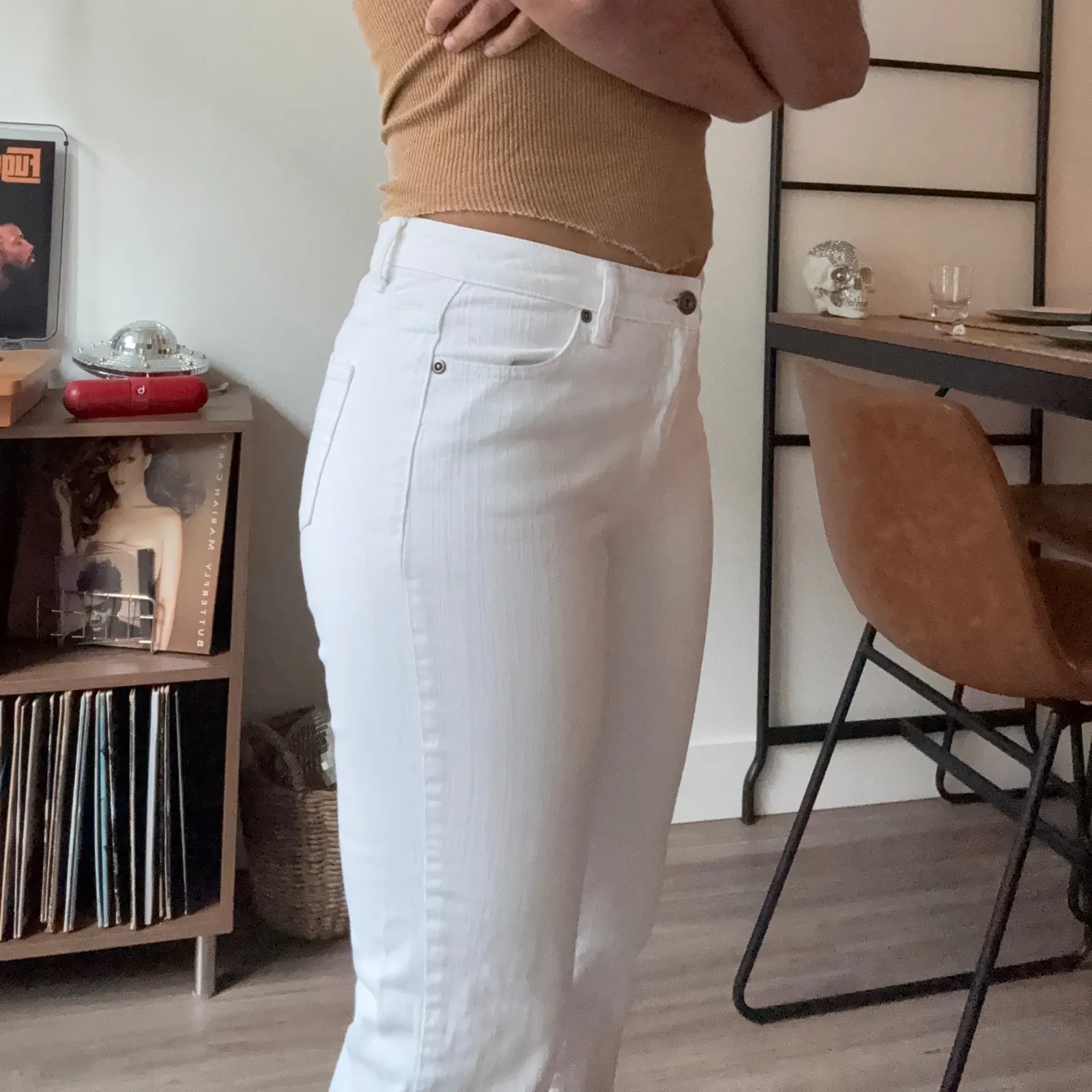 RF Jeans by Rolusio White Flare Jeans Size 6 Cotton Blend Stretch Bootcut - Image 3