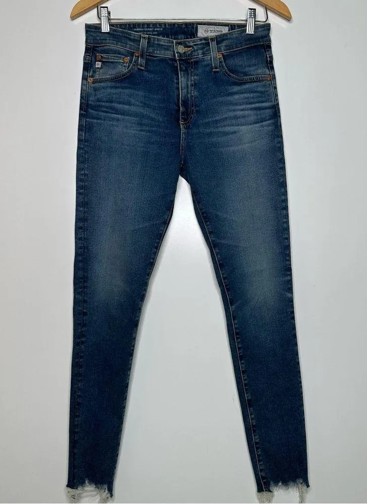 AG Adriano Goldschmied Farrah Skinny High Rise Distressed Hem Ankle Jeans 28 - Image 2