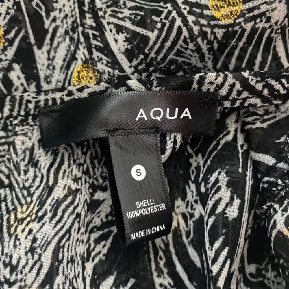 Aqua Women’s Size S Abstract Print Long Sleeve Blouse Lightweight Sheer Top - Image 5