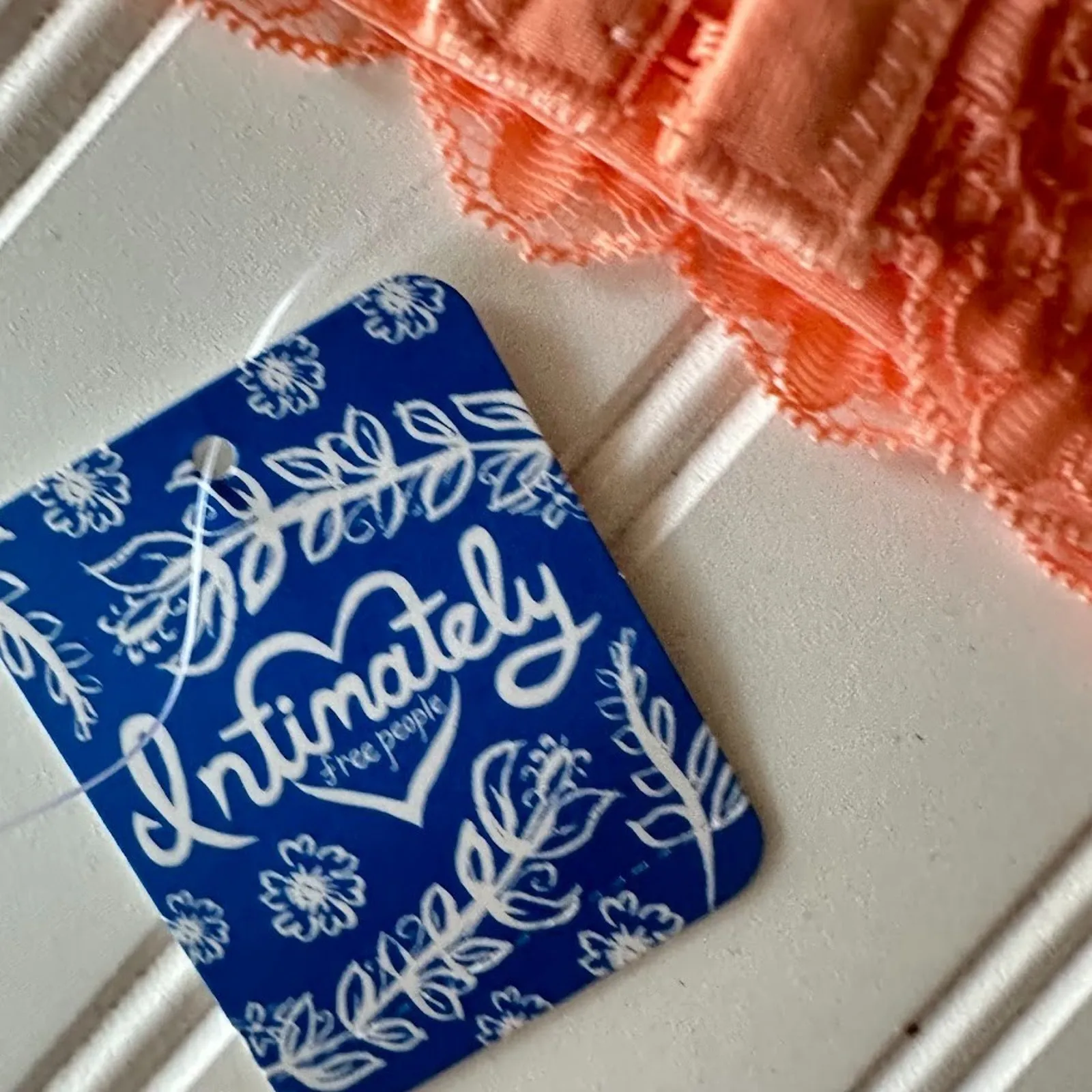 Free People Intimately Lace Galloon Halter Bralette Light Orange Boho Feminine S - Image 7