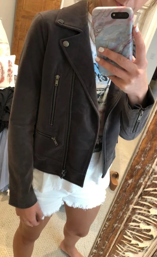 Material Girl Dark Gray Suede Jacket  - Image 3