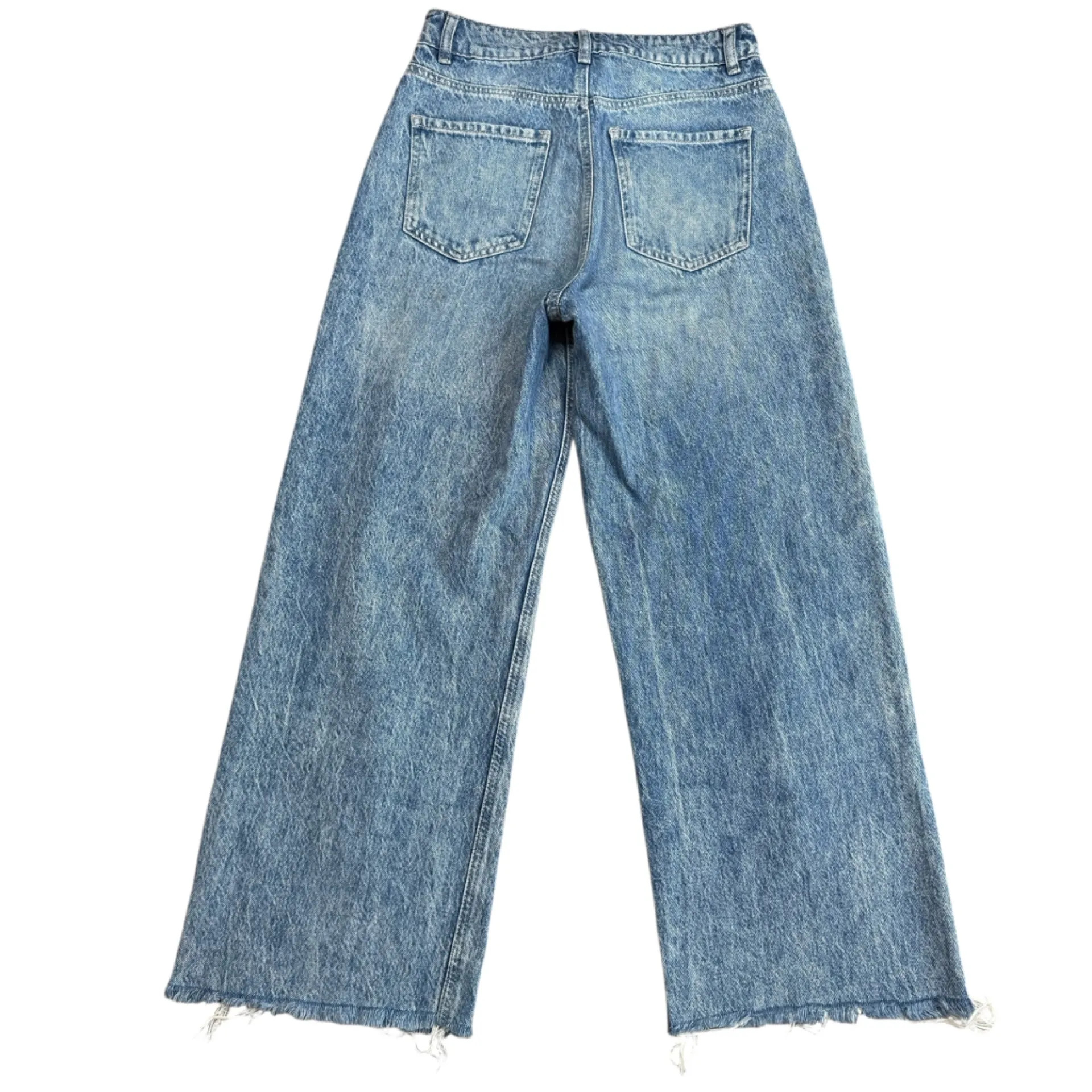Garage Denim Size 26 Wide Leg Baggy Jeans Blue Acid Wash Raw Hem‎ Streetwear - Image 7