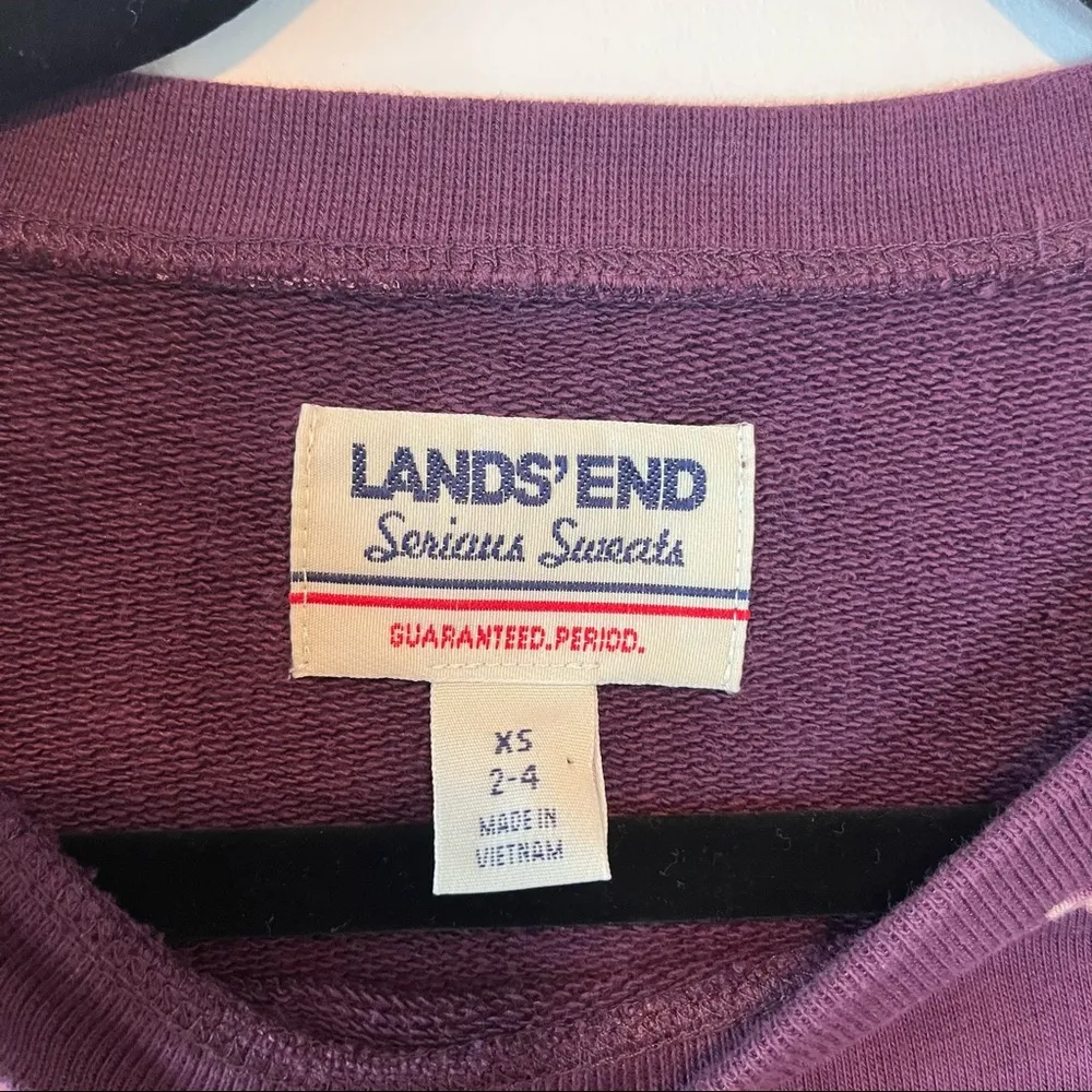 Lands End Sweatshirt Dress Serious Sweats Mock Neck Purple Floral Mulberry - Image 3