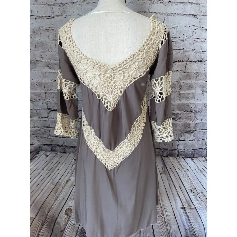 Umgee‎ Dress Coverup Crochet Brown Boho Size M - Image 4