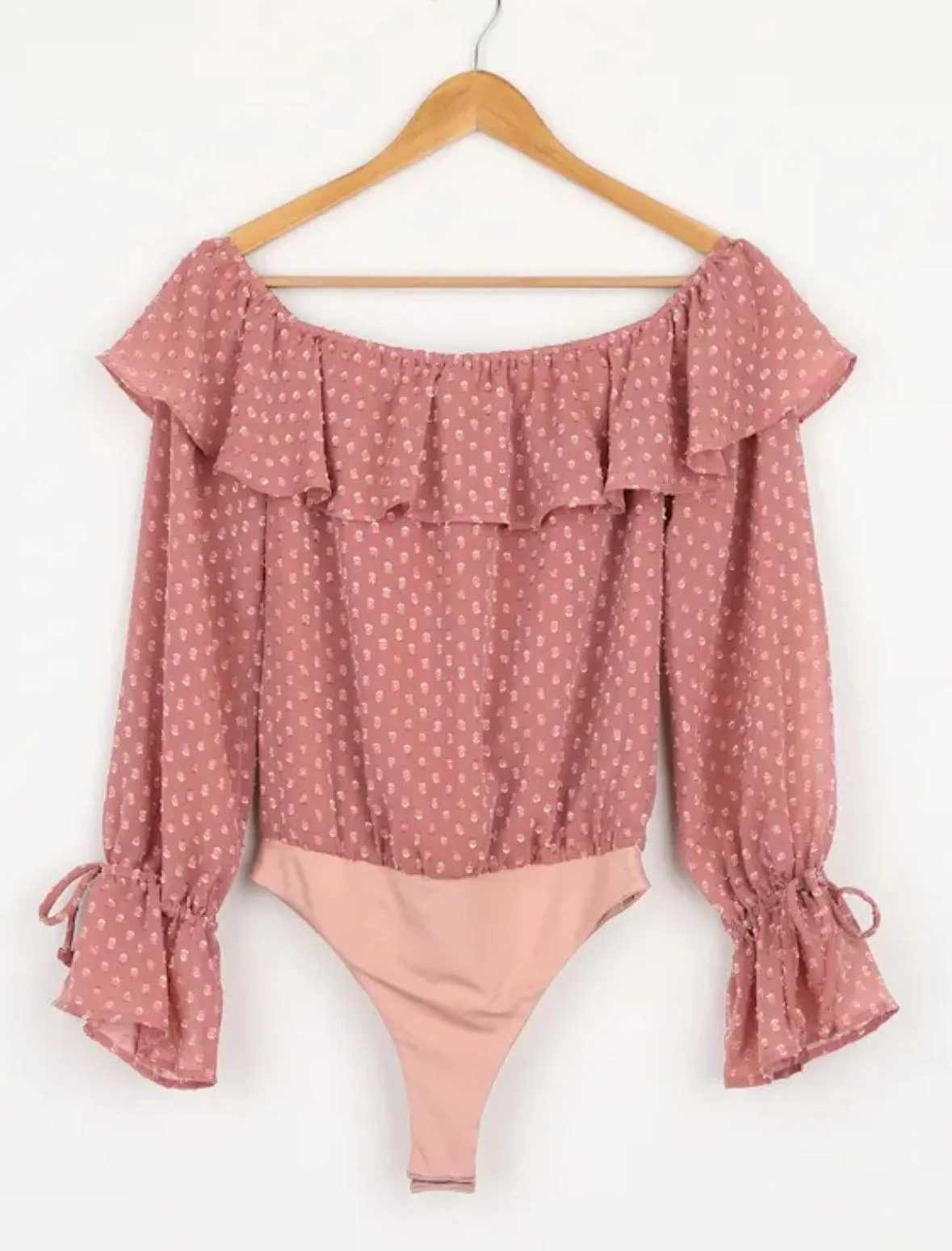 Off The Shoulder Bodysuit Pink Size L - Image 4
