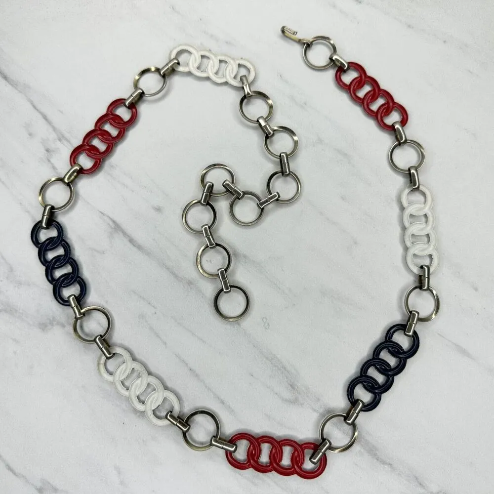 Vintage Red White Blue Chain Link Belt XS/Small (S) ✨ - Image 2