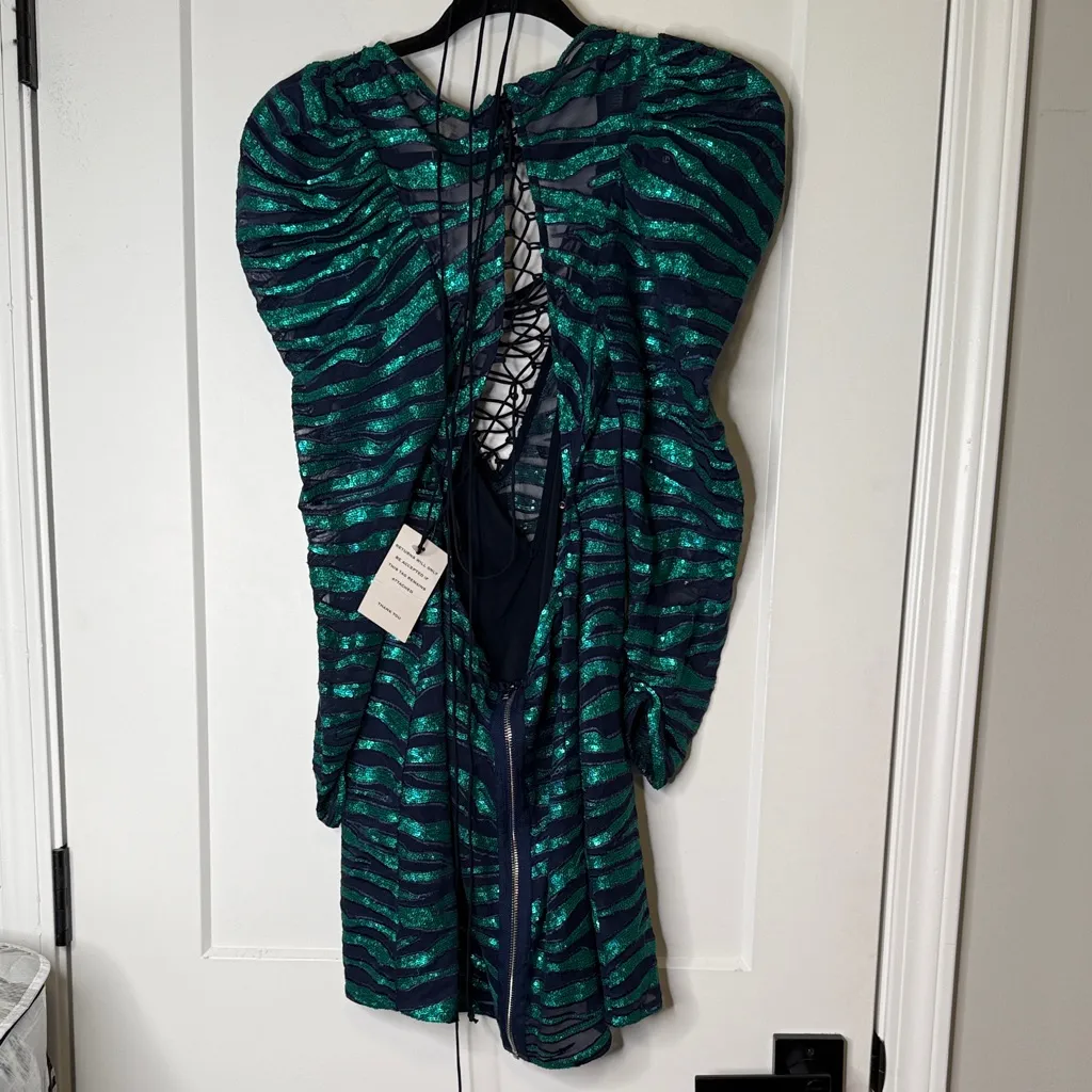 NWT For Love & Lemons Vixen Lace Up Dress in Tiger - Medium - Image 7