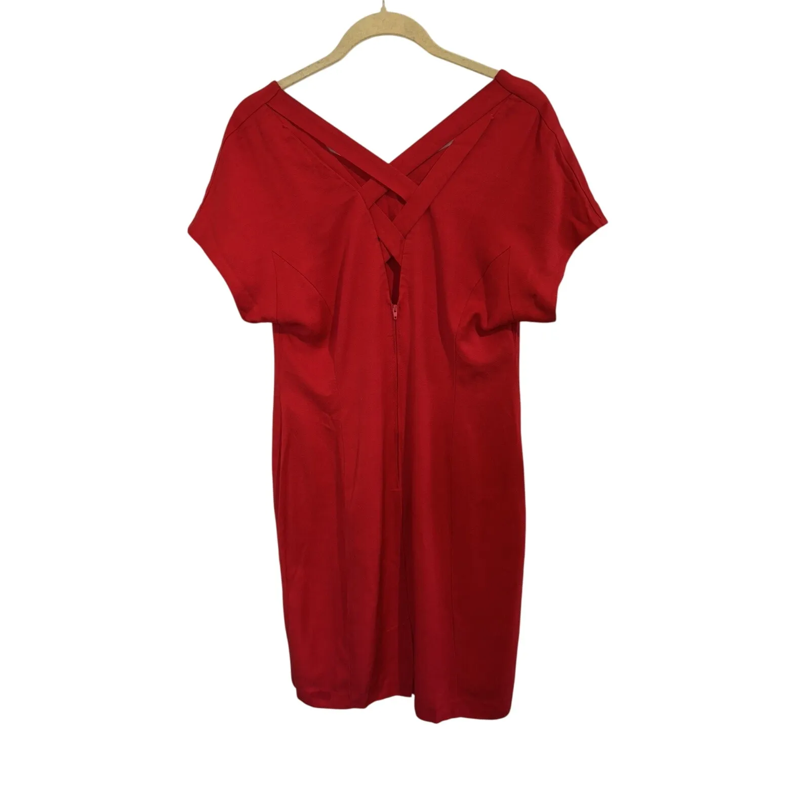 VTG 90s Red Cocktail Dress Size 12 Wedding Guest Cocktail Classic Retro Vintage - Image 2