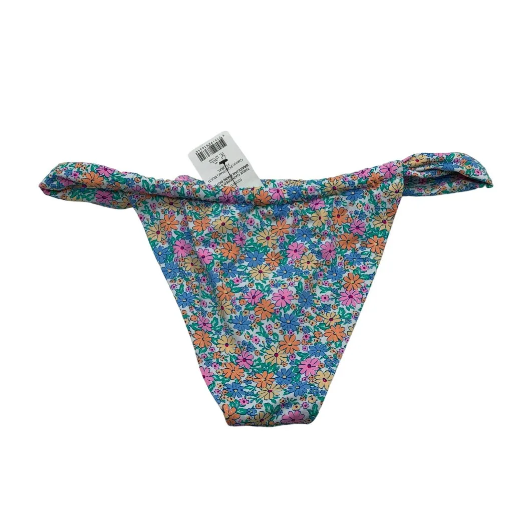 Cotton On Body Thick Gathered Strap Brazilian Bikini Bottom Floral Colorful M Pink Size M - Image 2