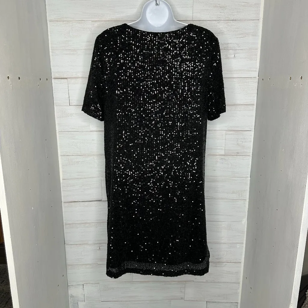 NWOT Steve Madden Sequined Mini Shift Party Cocktail Dress Size Large Black - Image 4