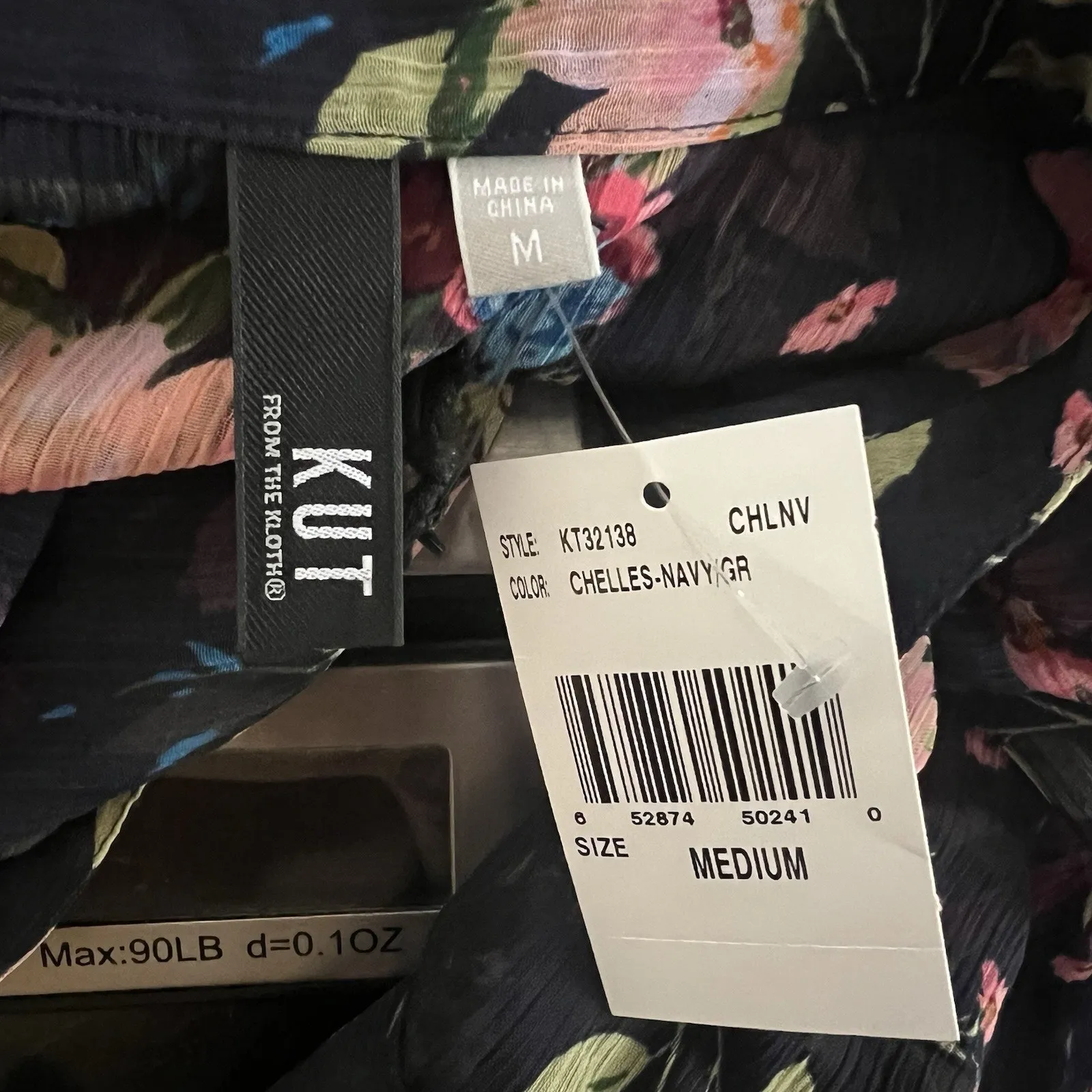 Kut From The Cloth Floor Sheer Button Down Blouse Navy Floral NWT Size Medium - Image 9