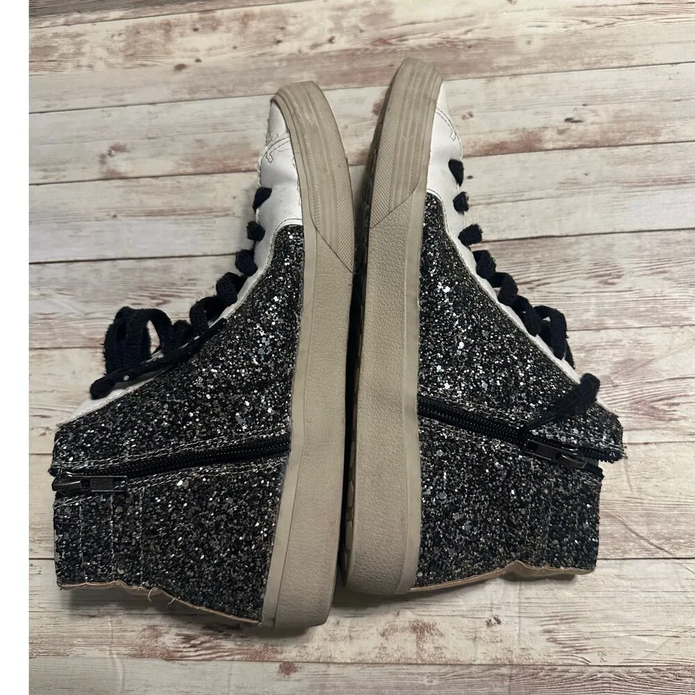 ShuShop Pia Glitter High Top Sneakers Women's Size 10 Shoes Silver Gold Metallic - Image 6