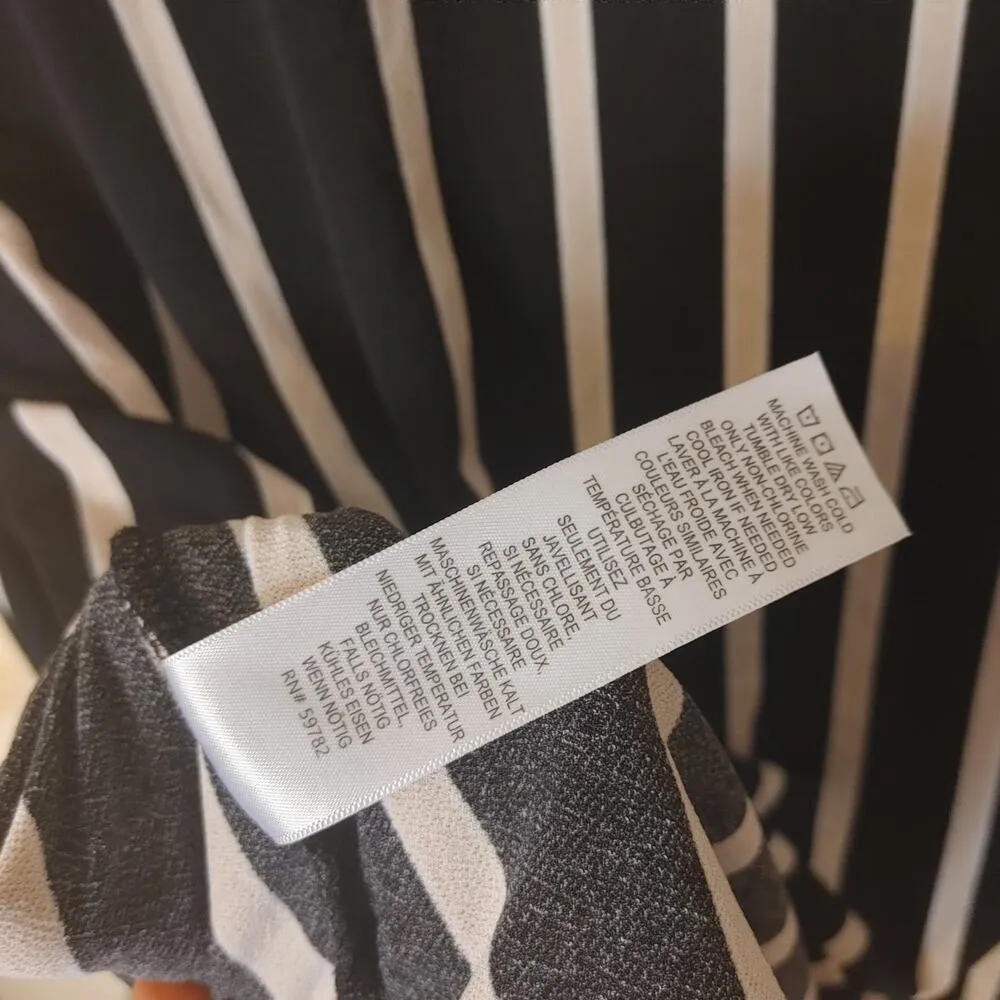 Adrianna Papell Size Small Cream Black White Striped Blouse Professional Career - Image 8