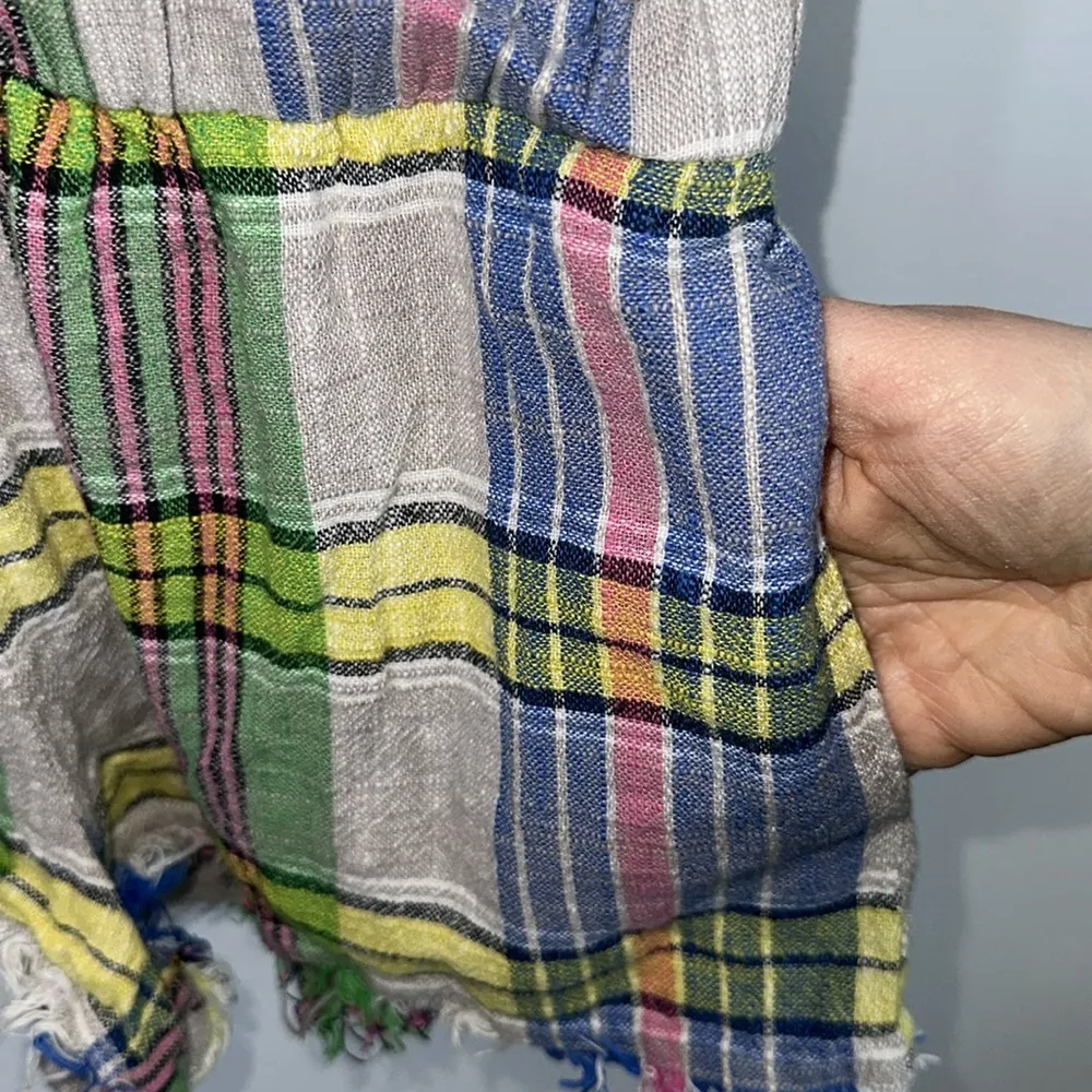 Urban outfitters linen blend plaid hooded romper size small - Image 3