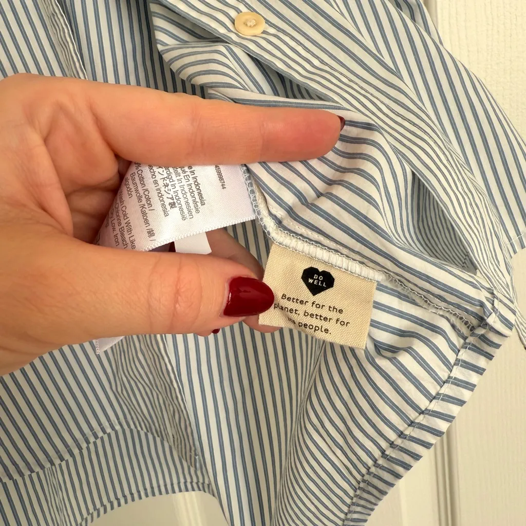 Madewell Courier Pintuck-Back Shirt in Stripe Blue White Oversized Cotton S - Image 5