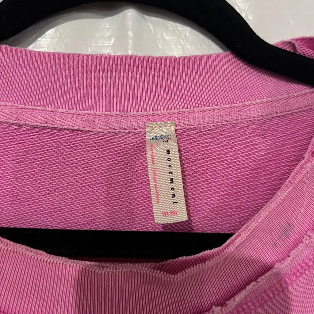Free People Movement Pink Solid Metti Crew Neck Sweatshirt Size Medium - Image 4