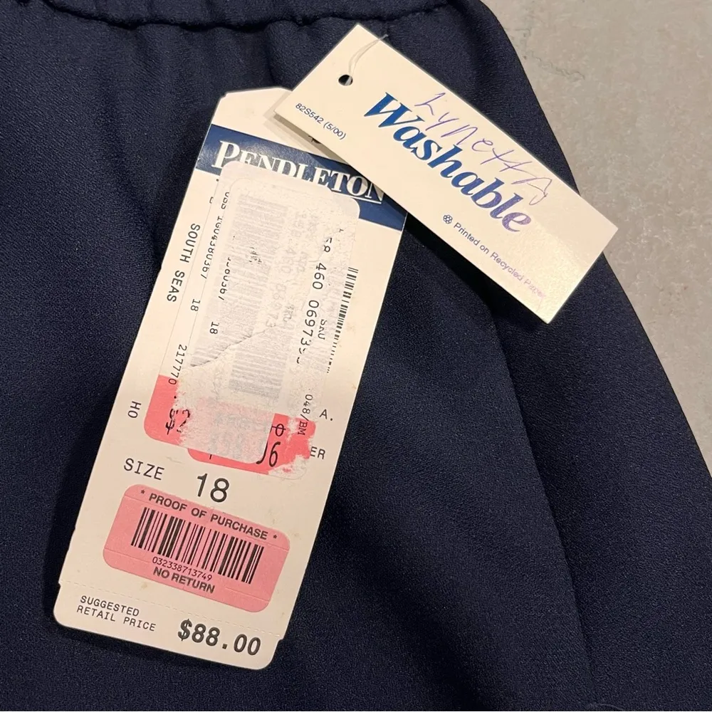 NEW Vintage Pendleton Navy Blue South Seas Pencil Skirt size 18 - Image 6