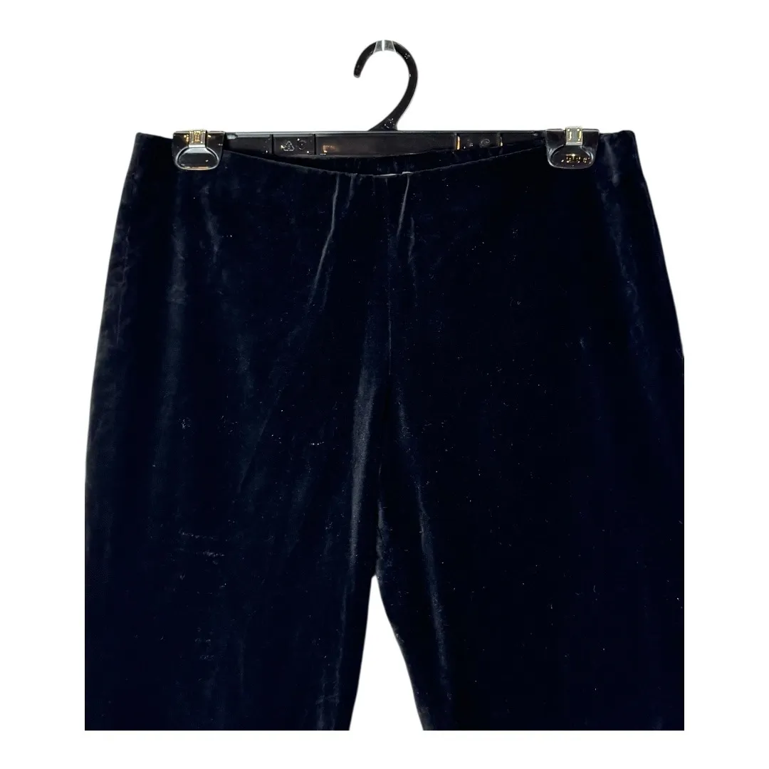 Vince Pants Women Large Black Velvet Straight Leg Split Hem Ankle Holiday Preppy - Image 4