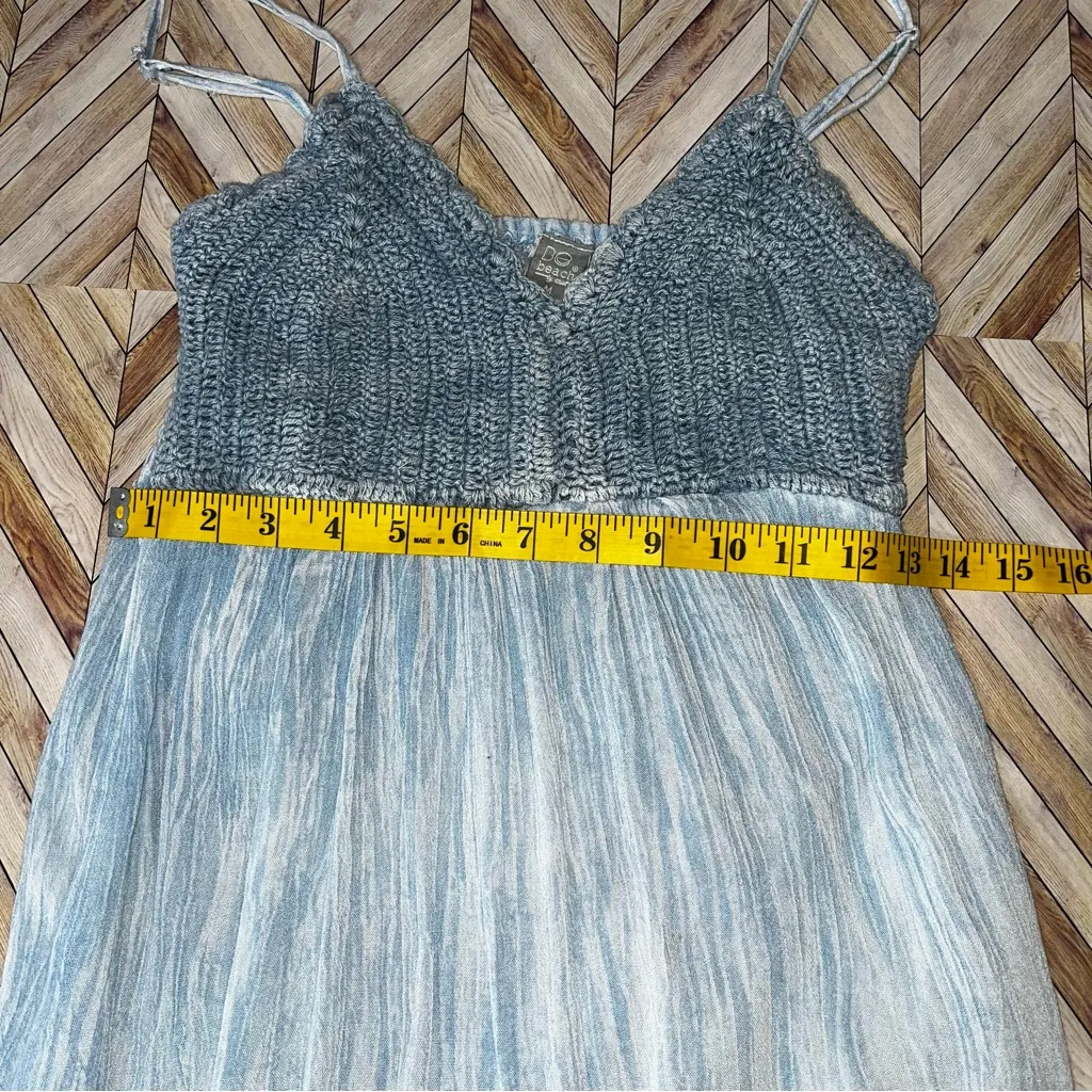 Beach by Exist Light Blue Sundress Crochet Boho Mini Coastal Breezy‎ Vacation M - Image 9
