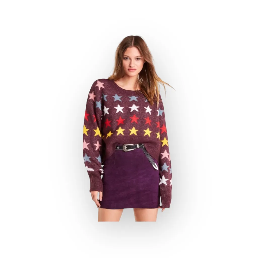new Wildfox Couture ★ Rainbow Star Elektra Knit Sweater ★ Crushed Berry ★ Large - Image 12