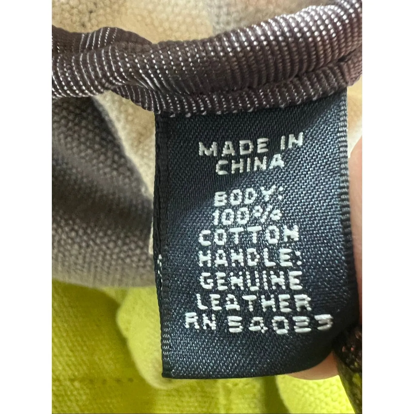 Banana Republic Yellow Green Cream Gray Cotton Canvas Zip Top Bucket Bag - Image 7