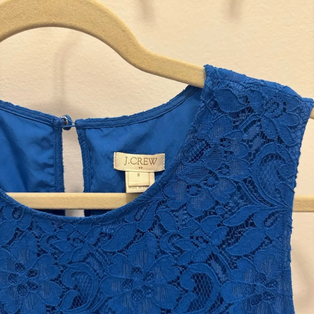J.Crew Cobalt Blue Lace Sheath Dress Size 8 Wedding Guest Cocktail - Image 4