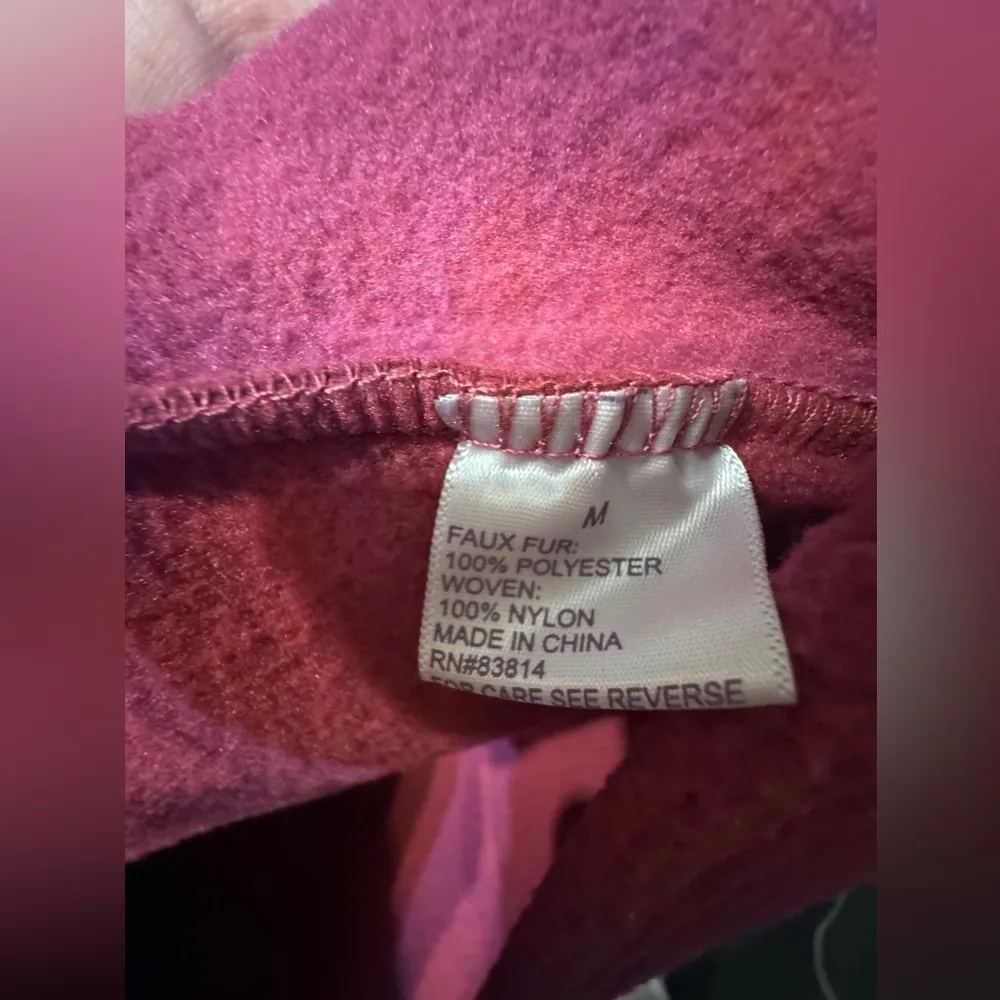 Te Verde Womens NWOT Hot Pink & White Fleece Zip Up Size Medium - Image 4