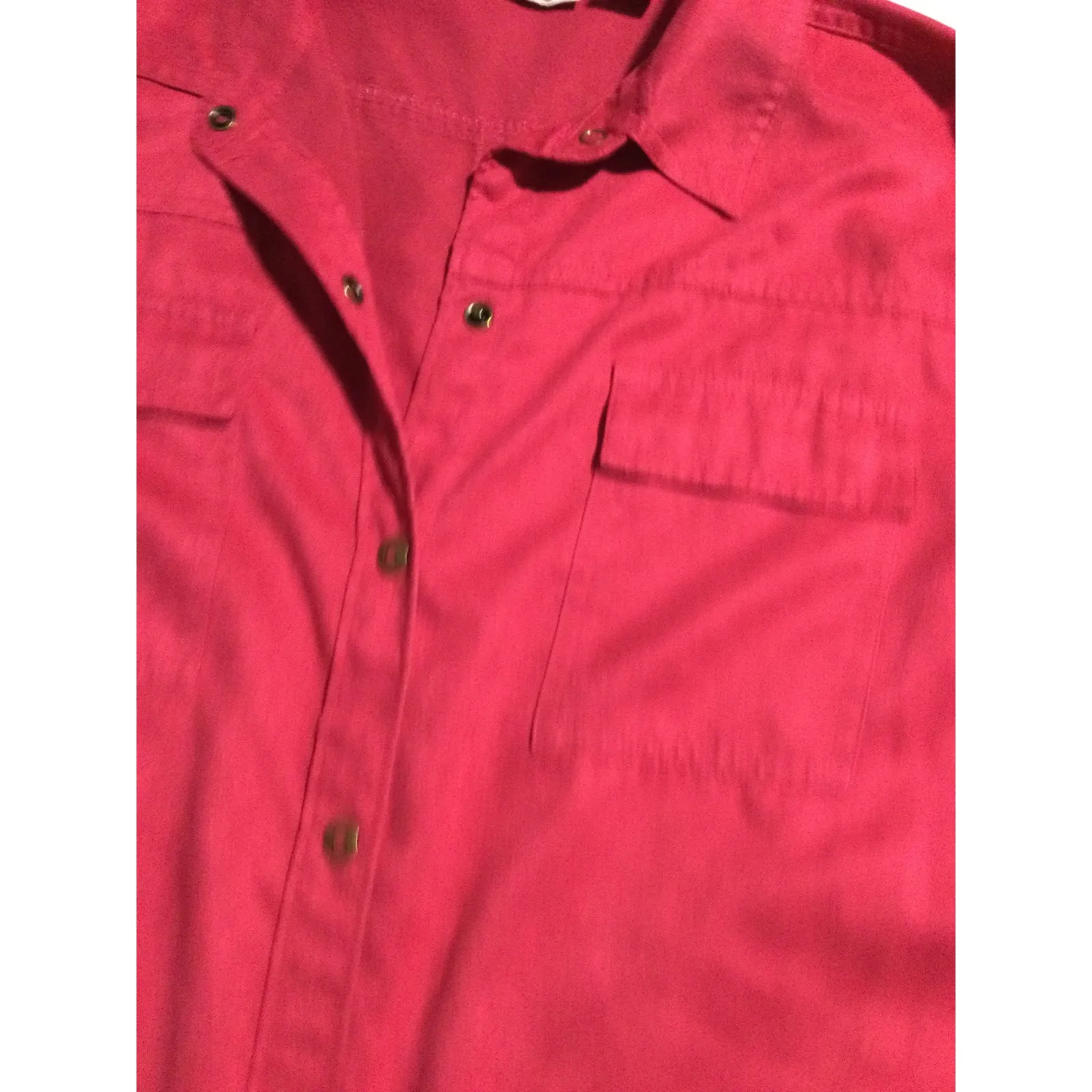 Chicos Red Button Down Long Sleeve Shirt With Pockets Size 8 - Image 2