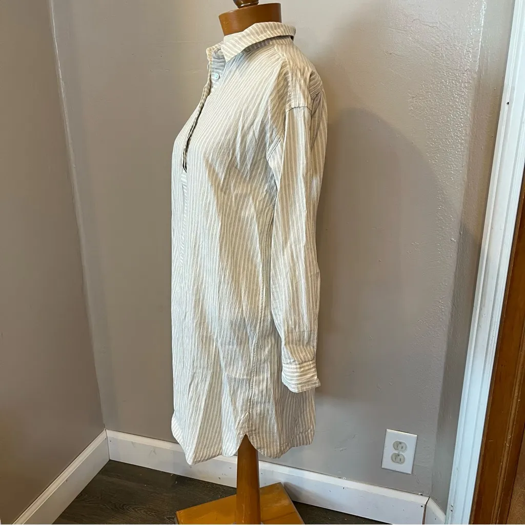 Roots White & Black Striped Long Sleeve 100% Cotton Dress Women’s Size Small - Image 2