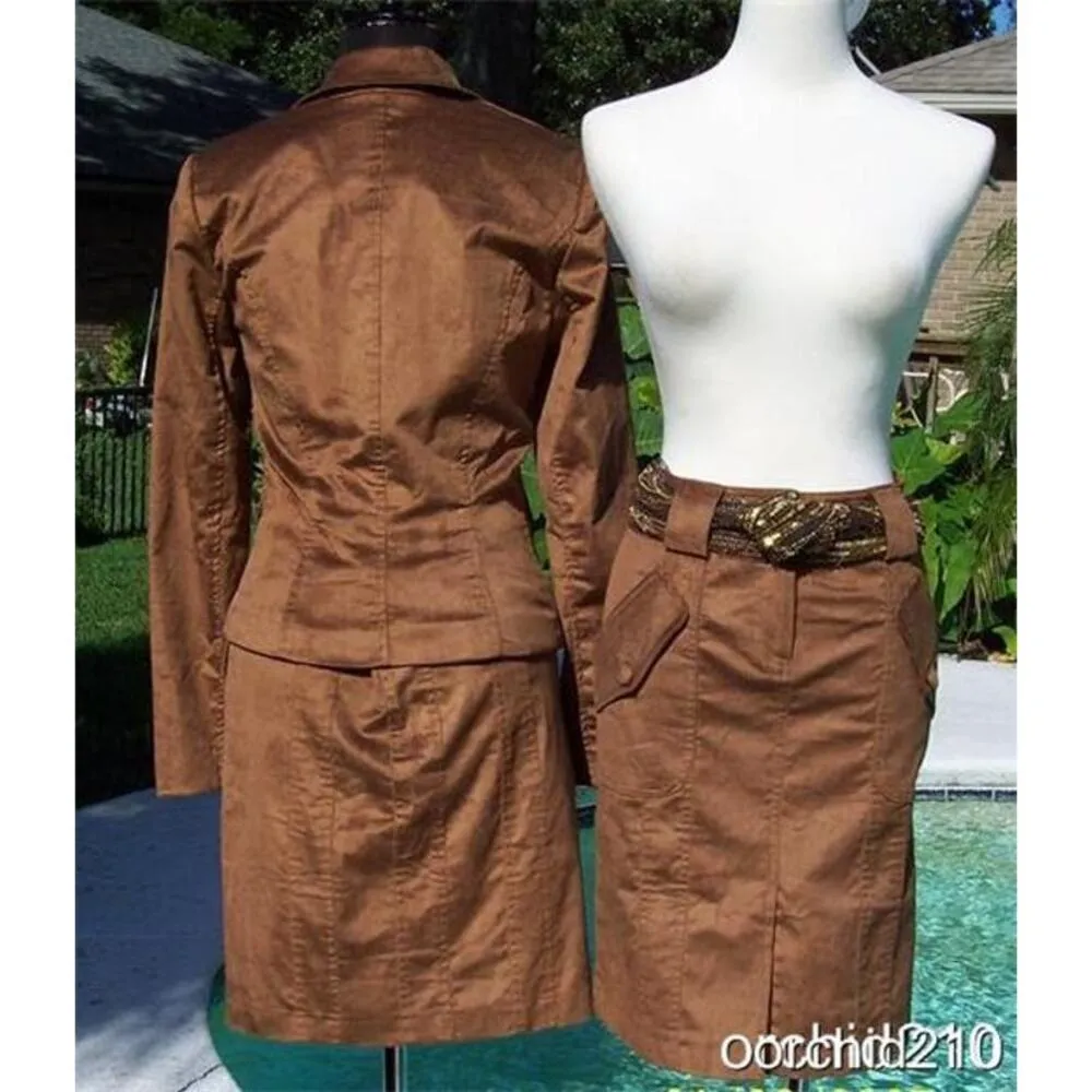 Cache Brown Thin Corduroy Lined Suit Jacket Top New Front Button NWT $178 - Image 8