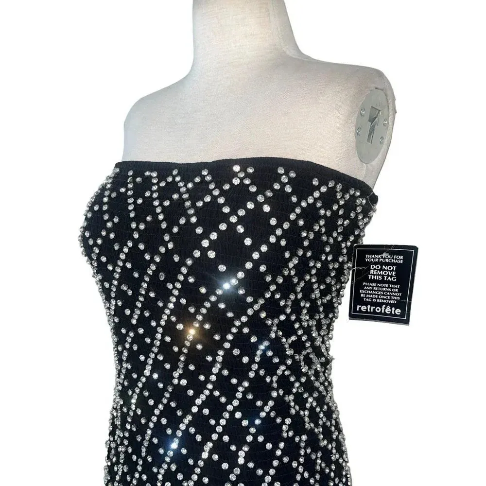 RETROFETE Felicity Dress Skirt in Black & Silver Gold Large New Womens Mini - Image 6