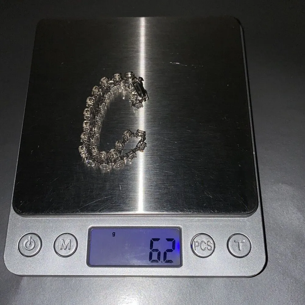 Ladies 10kt CZ Signed BBJ 10k Tennis Bracelet 6.2 Grams White Gold 7.5” - Image 6