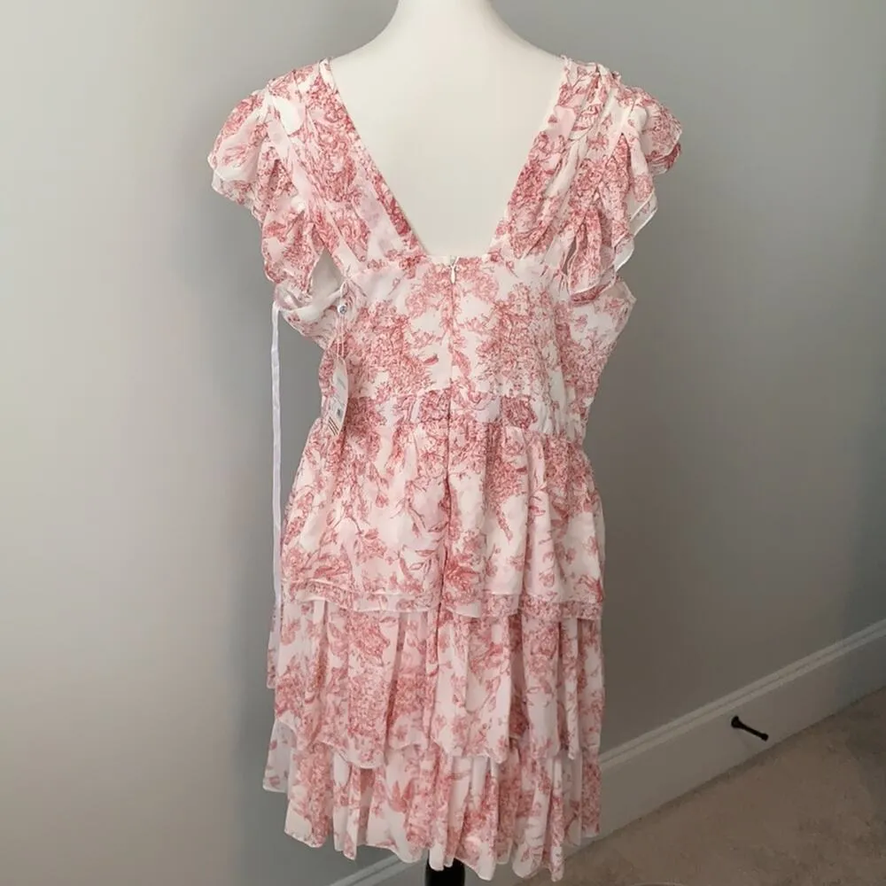 Misguided Wrap Tiered Ruffle Sleeveless Floral Dress Sz 14 NWT - Image 10