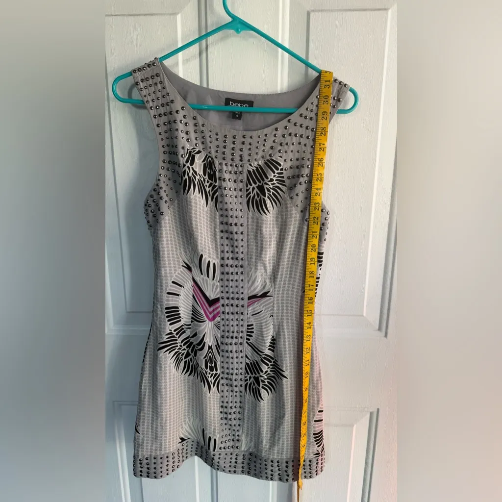 BEBE 100% Silk Embellished Cutout Back Bodycon, Women’s Dress Gray =SIZE XS= - Image 15