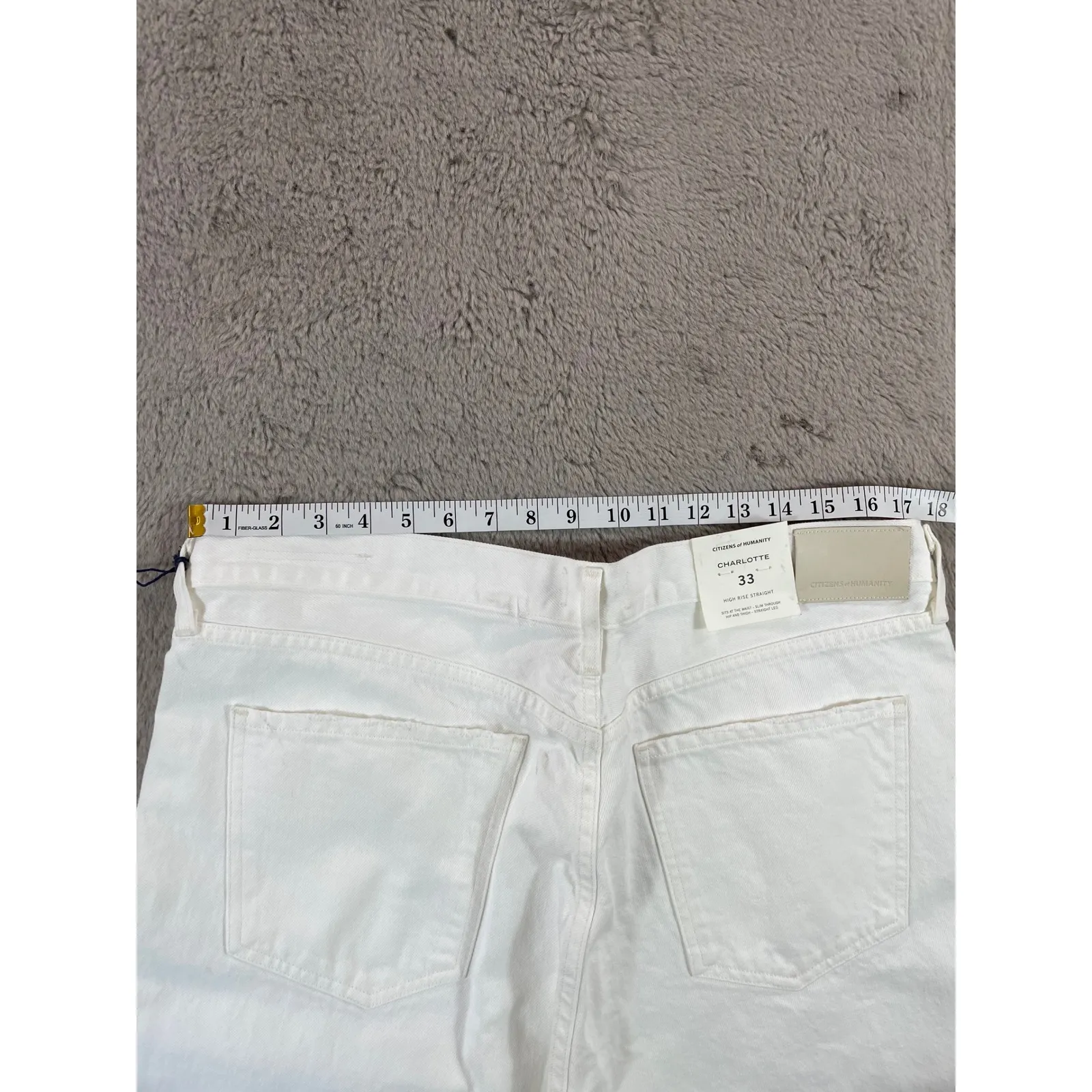 NWT Citizens of Humanity Charlotte High‎ Rise Straight Leg White Jeans 33 School - Image 9
