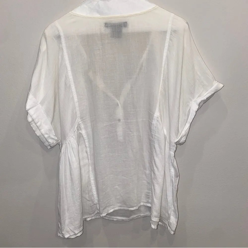 Calvin Klein Jeans Shirt White Bohemian 100% Cotton Beaded Top Size Medium - Image 3