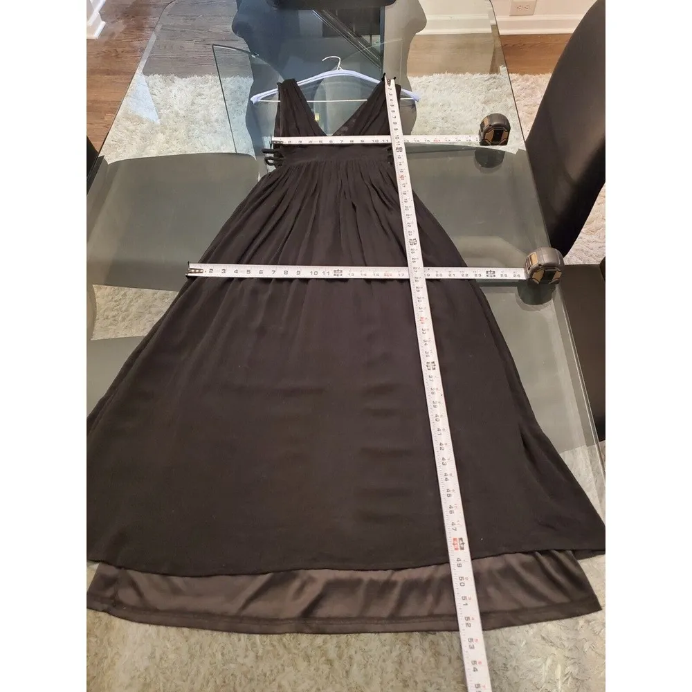 Forever 21 Women's Black Solid Open Side V-Neck Sleeveless Long Maxi Dress M - Image 7